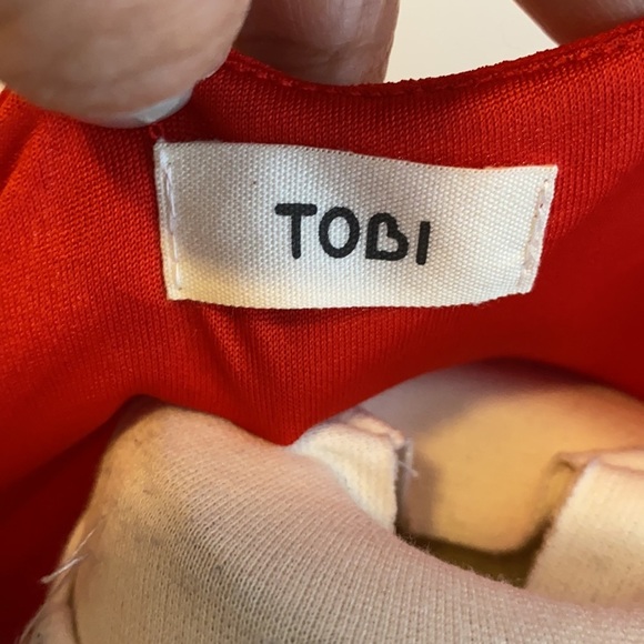 Tobi Red Chiffon Split Sleeve Tunic Dress - Picture 8 of 9